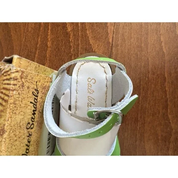 Salt Water Little Girls Size 10 Originals‎ Lime Sandals Leather Flats NEW - Picture 4 of 8